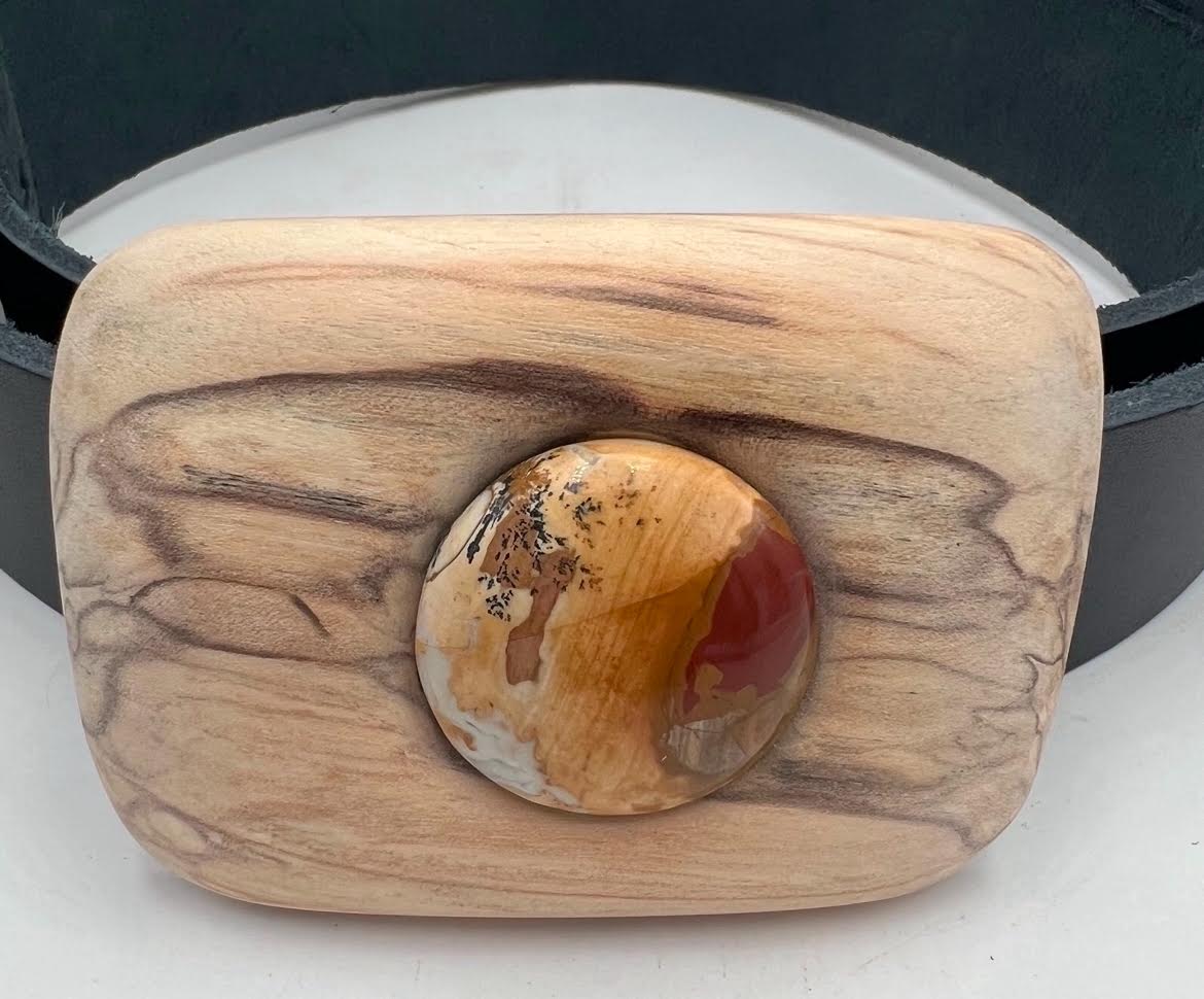 Flint and Spaulted Wood Belt Buckle